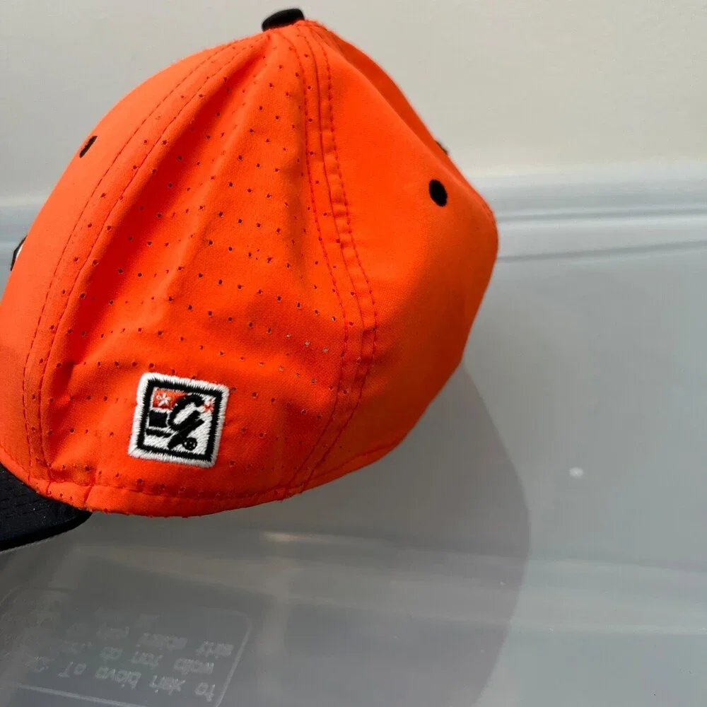 The Game Pro E‎ Hat Mens Medium Orange Baseball Cap Embroidered Logo Embroidered